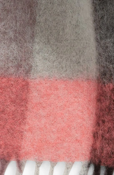 Shop Acne Studios Vally Plaid Alpaca, Wool & Mohair Blend Scarf In Mauve/ Bright Pink/ Anthracite