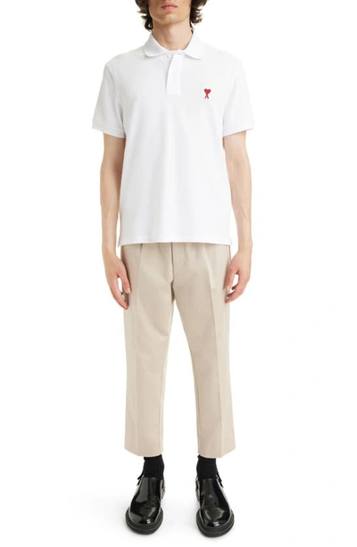 Ami Alexandre Mattiussi Organic Cotton Ami De Coeur Polo Shirt In White