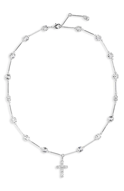 Shop Dolce & Gabbana Dna Cross Pendant Necklace In Crystal