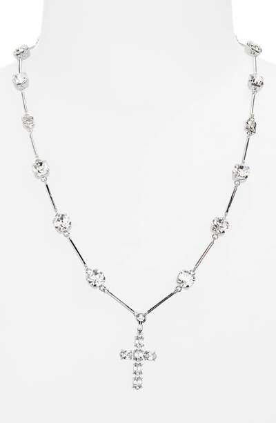 Shop Dolce & Gabbana Dna Cross Pendant Necklace In Crystal