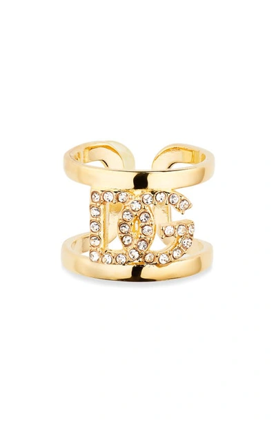 Shop Dolce & Gabbana Crystal Embellished Logo Ear Cuff In Gold