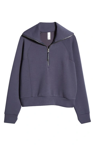 Shop Spanx Airessentials Half Zip Sweatshirt In Dark Storm