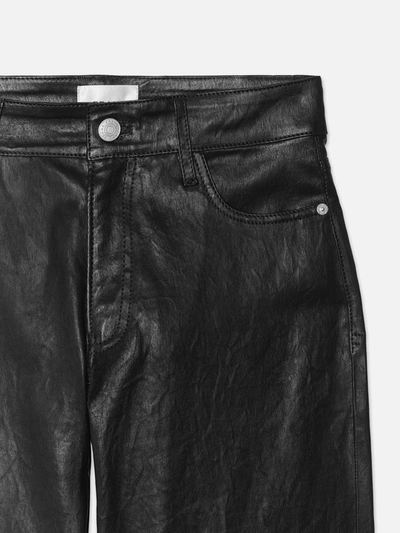Frame Slim Palazzo Crop Leather Trouser Pants In Black