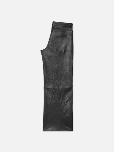 Shop Frame Slim Palazzo Crop Leather Trouser Pants Black