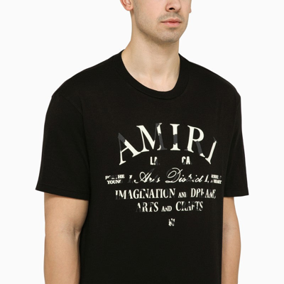 Shop Amiri Black Crewneck T-shirt With Logo Men
