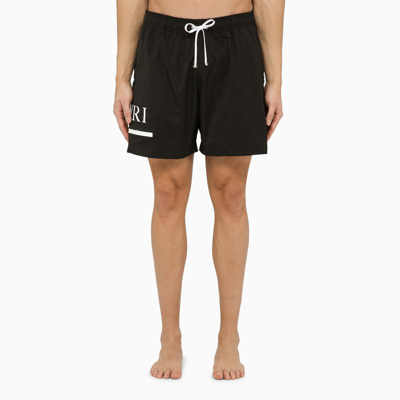 Shop Amiri Black Swim Shorts With Logo Men