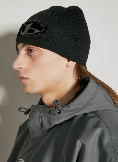 Shop Balenciaga Men 3b Sports Icon Goggle Beanie Hat In Black