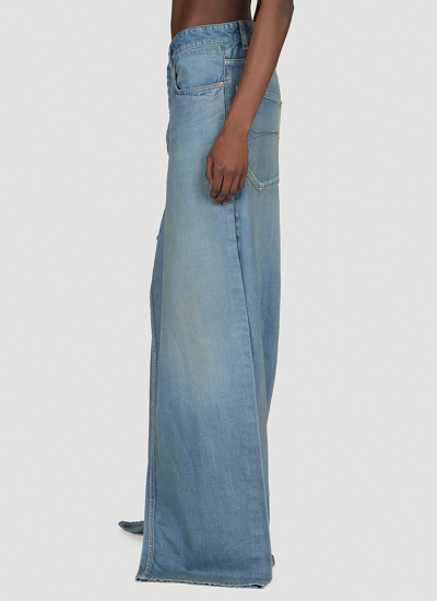 Shop Balenciaga Women Double-front Draped Denim Jeans In Blue