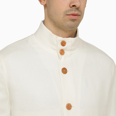 Shop Brunello Cucinelli Lightweight Jacket In White Wool And Linen Men