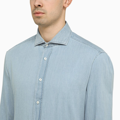 Shop Brunello Cucinelli Shirt Denim Shirt Men In Blue
