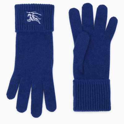 Shop Burberry Blue Cashmere Gloves With Logo Women In White
