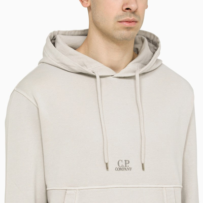 Shop C.p. Company Flint Grey Hoodie With Embroidered Logo Men In Gray