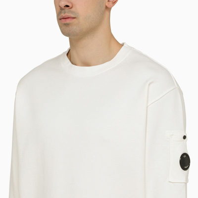 Shop C.p. Company Gauze-coloured Crewneck Sweater With Lens Detail Men In White