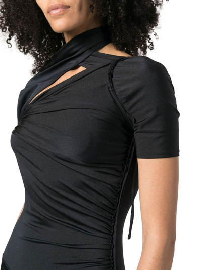 Shop Coperni Women Asymmetric Draped Minidress In Black