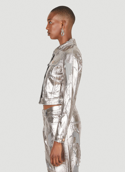Shop Diesel Women De-slimmy Metallic Jacket In Silver