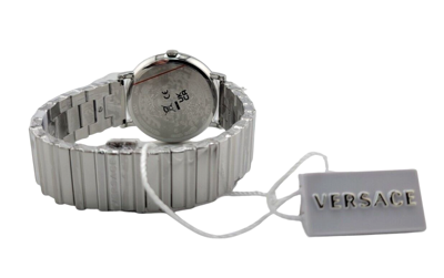 Pre-owned Versace V-circle Logomania Swiss Quartz Men's Watch, 38mm