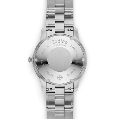 Pre-owned Zodiac L.e. Super Sea Wolf World Time Automatic Stainless Steel Watch Zo9410