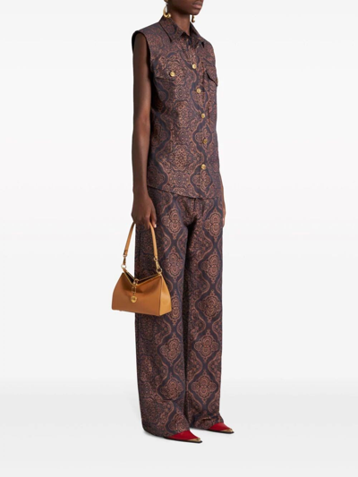 Shop Etro Women Mini Vela Shoulder Bag In Brown
