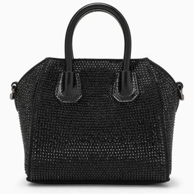 Shop Givenchy Antigona Micro Black Bag With Rhinestones Women