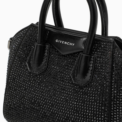 Shop Givenchy Antigona Micro Black Bag With Rhinestones Women