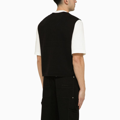 Shop Givenchy Black Gauzed Fabric Waistcoat Men