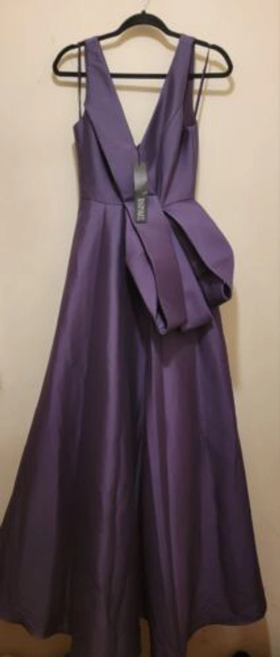 Pre-owned Badgley Mischka V-neck Loop Mikado Ballgown Purple Sz 0