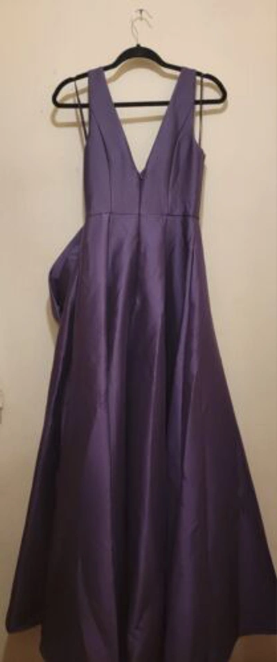 Pre-owned Badgley Mischka V-neck Loop Mikado Ballgown Purple Sz 0