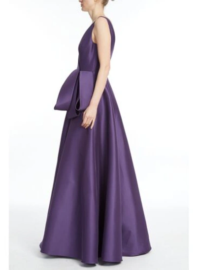 Pre-owned Badgley Mischka V-neck Loop Mikado Ballgown Purple Sz 0