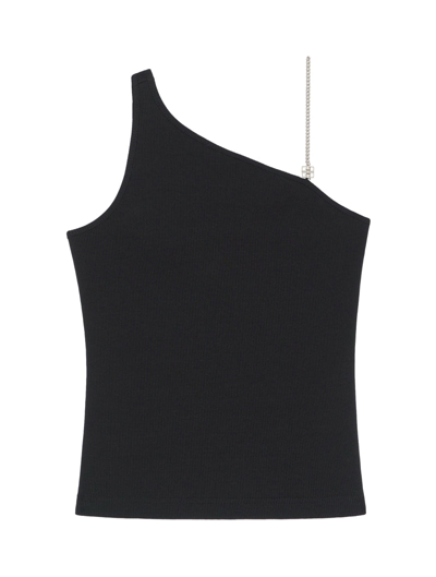 Shop Givenchy Women Asymmetric Cotton Top With Chain In Black