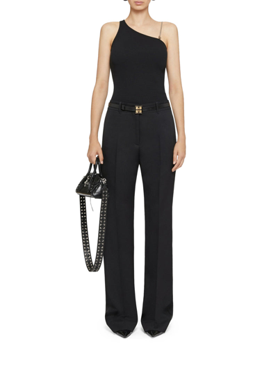 Shop Givenchy Women Asymmetric Cotton Top With Chain In Black