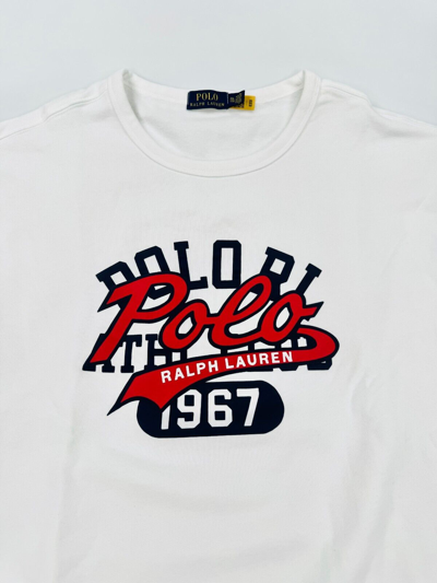 Pre-owned Polo Ralph Lauren White Logo Crew Neck Fleece Sweatshirt