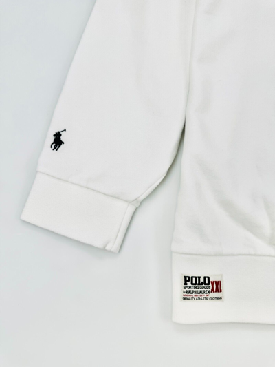 Pre-owned Polo Ralph Lauren White Logo Crew Neck Fleece Sweatshirt