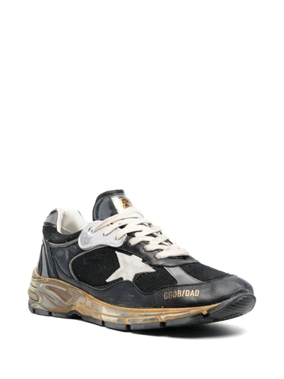 Shop Golden Goose Men Men`s Dad-star In Black Mesh And Nappa With Ice-colored Star