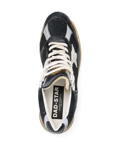 Shop Golden Goose Men Men`s Dad-star In Black Mesh And Nappa With Ice-colored Star