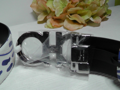 Pre-owned Ferragamo Salvatore  Black Multi Reversible Foliage Print Leather Belt Sz 100/39' In Black/white And Blue
