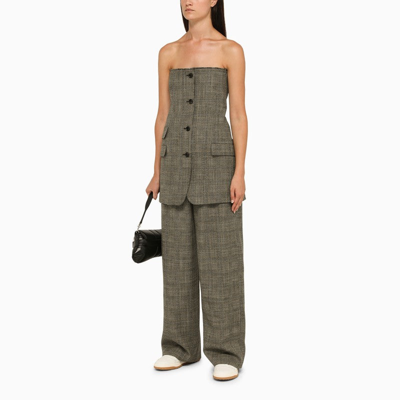 Shop Gucci Check Pattern Wool Short Dress Women In Brown
