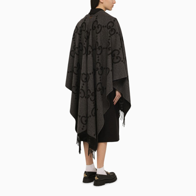 Shop Gucci Grey/black Reversible Jumbo Cashmere Cape Women