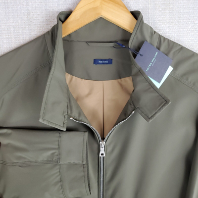 Pre-owned Peter Millar $498  Size Medium Excursionist Flex Mens Bomber Flight Jacket In Green