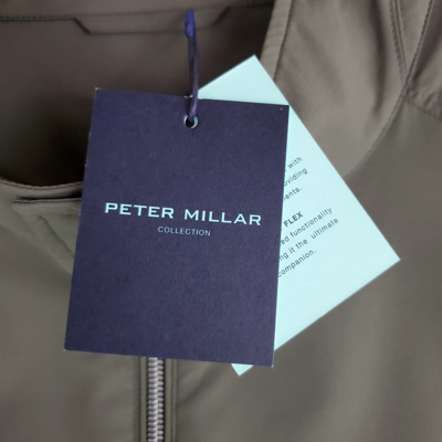 Pre-owned Peter Millar $498  Size Medium Excursionist Flex Mens Bomber Flight Jacket In Green