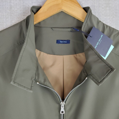 Pre-owned Peter Millar $498  Size Medium Excursionist Flex Mens Bomber Flight Jacket In Green