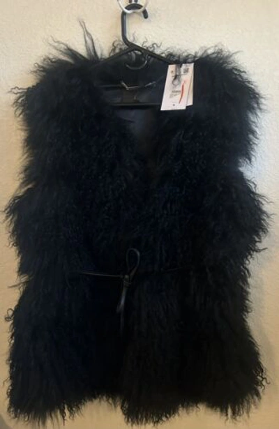 Pre-owned Ugg Abbey Mongolian Black Vest Shearling Women's Sheepskin Outwear Size M