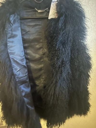 Pre-owned Ugg Abbey Mongolian Black Vest Shearling Women's Sheepskin Outwear Size M