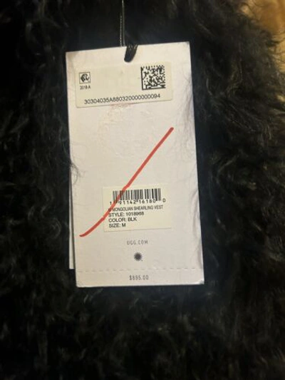 Pre-owned Ugg Abbey Mongolian Black Vest Shearling Women's Sheepskin Outwear Size M
