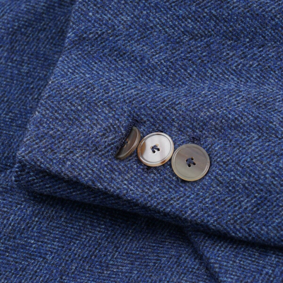 Pre-owned Finamore 1925 Finamore Napoli Soft-constructed Wool And Cashmere Sport Coat 42r In Blue