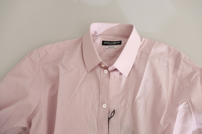 Pre-owned Dolce & Gabbana Shirt Gold Dress Light Pink Cotton Men Formal 41 / Us16 / L $400