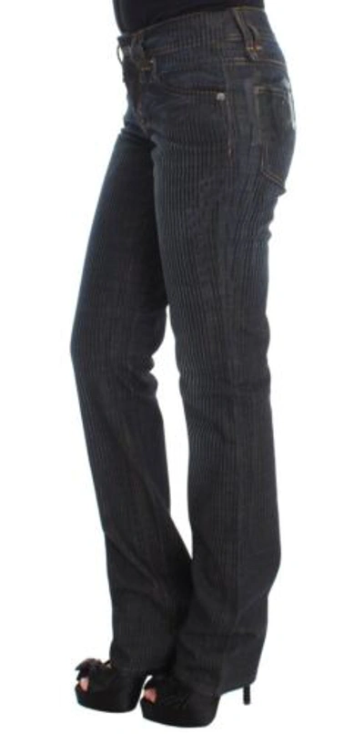 Pre-owned John Galliano Women Dark Blue Jeans Pants Cotton Velvet Slim Fit Flared Trousers
