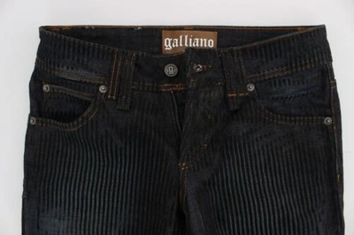 Pre-owned John Galliano Women Dark Blue Jeans Pants Cotton Velvet Slim Fit Flared Trousers
