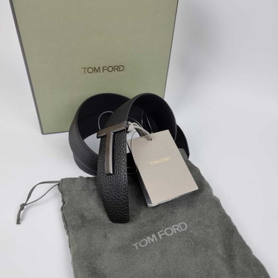 Pre-owned Tom Ford 40mm Black Leather Belt