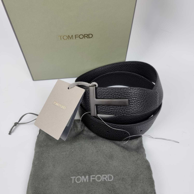 Pre-owned Tom Ford 40mm Black Leather Belt
