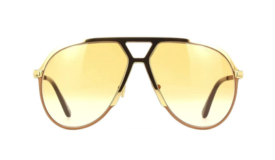 Pre-owned Tom Ford Xavier Ft 1060 Shiny Gold/brown Shaded (30f) Sunglasses